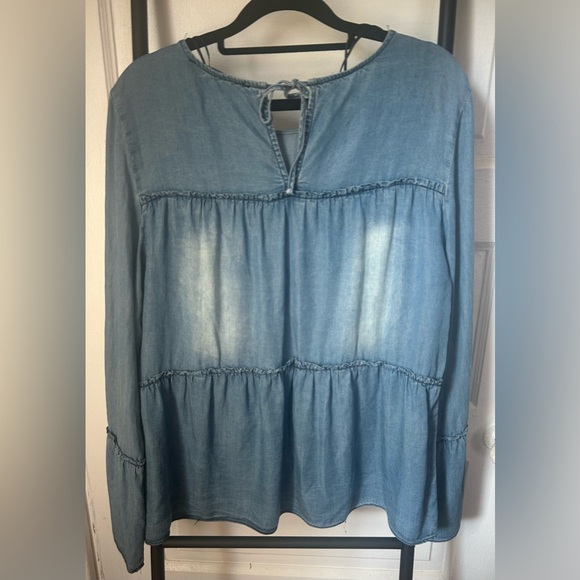 Blue Rain Size Large Denim Long Sleeve Top - Picture 3 of 11